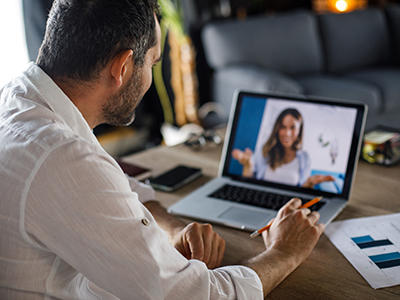 Interviewing a customer over a video call